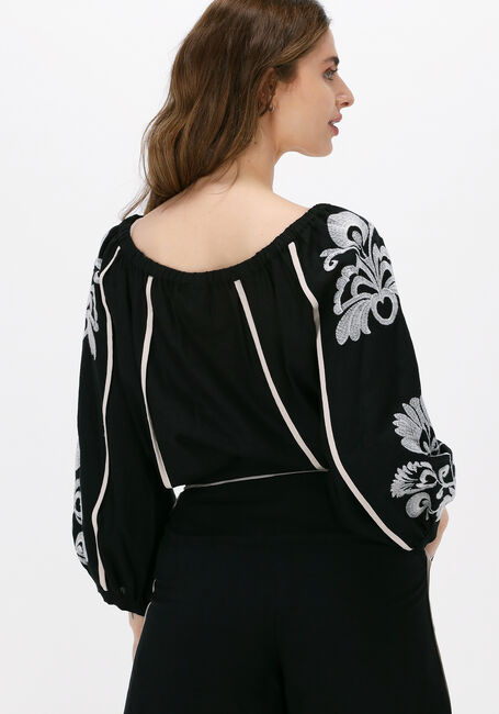 Schwarze ACCESS Blusen LINEN BLOUSE ETHNIC EMBROIDERIES - large