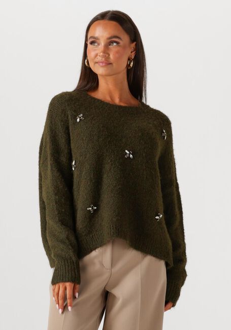 Dunkelgrün SUMMUM Pullover EMBELLISHED SWEATER COZY MELANGE KNIT - large