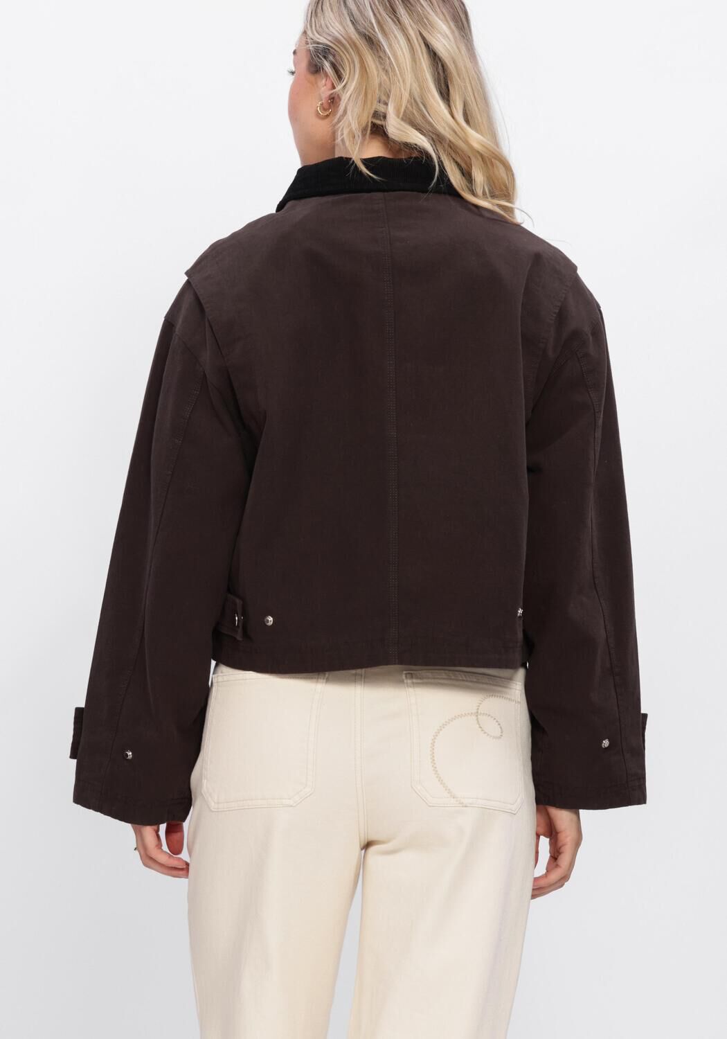 Braune NEO NOIR Lederjack RIVERA CANVAS BOXY JACKET - large