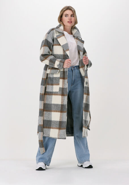 Beige NA-KD Mäntel CHECKED OVERSIZED BELTED COAT - large