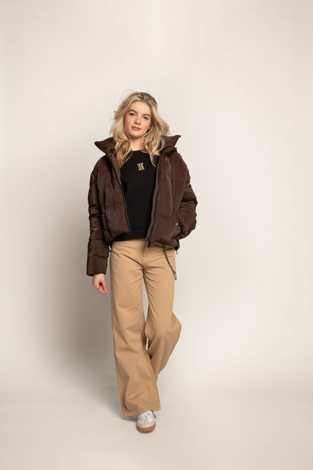 Braune FRANKIE & LIBERTY Wattierte Jack PUCK PUFFER COAT - large