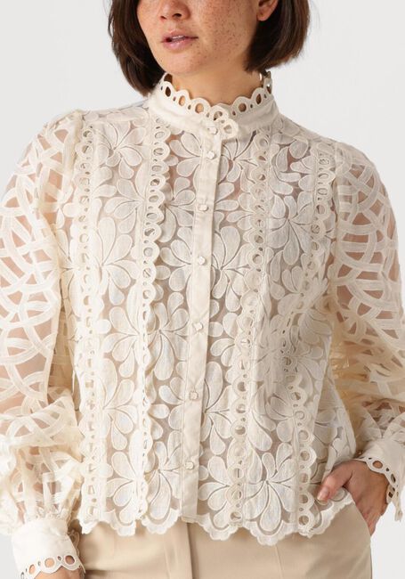 Weiße SUMMUM Blusen BLOUSE LACE ORGANZA - large