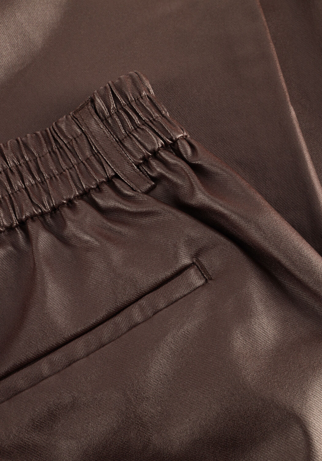 Braune OBJECT Weite Hose OBJMELBA LISA WIDE COATED PANT - large