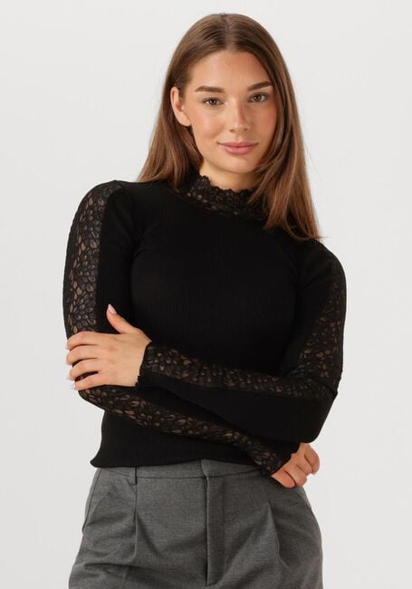 Schwarze ROSEMUNDE Top BEATHA LS REGULAR LACE - large