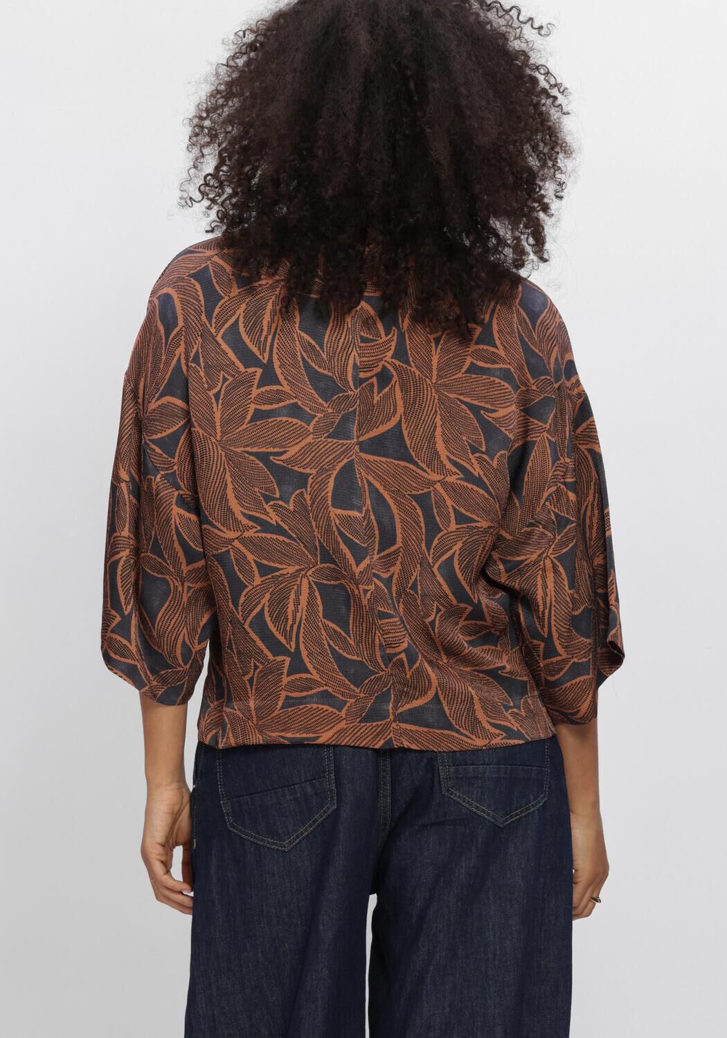 Braune SUMMUM Blusen TOP ABSTRACT FLOWERS - large