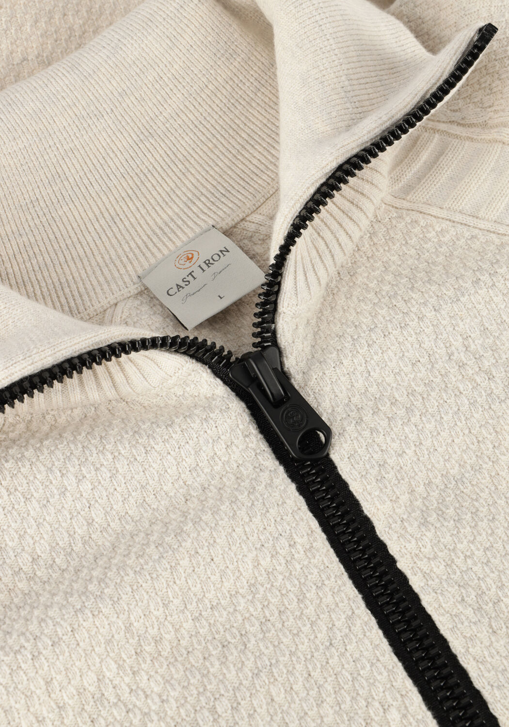 Beige CAST IRON Pullover HALF ZIP COLLAR COTTON HEATHER PLATED BLEND - large