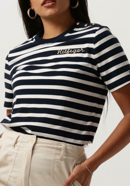 Blaue TOMMY HILFIGER T-shirt REG GOLD BUTTON C-NK SS - large