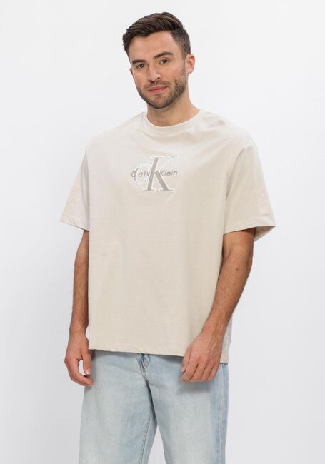 Sand CALVIN KLEIN T-shirt SS 16S ELEVATED MONOLOGO TEE - large