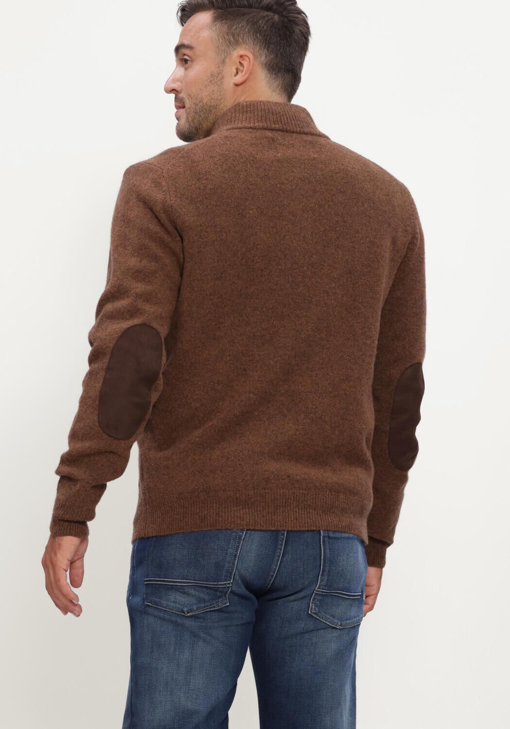 Beige BARBOUR Pullover ESSENTIAL PATCH HALF ZIP KNITTED JUMPER - large