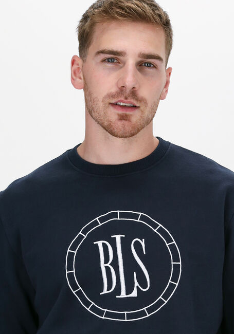 Dunkelblau BLS HAFNIA Sweatshirt COMPASS CHEST APPLIQUE CREWNEC - large