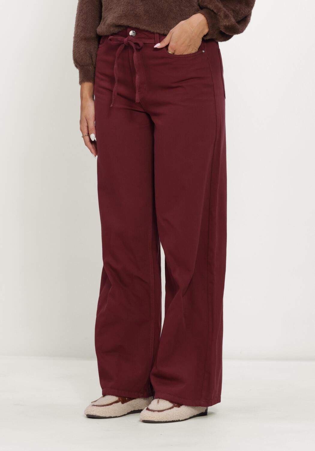 Bordeaux OBJECT Wide jeans OBJROSIE MW WIDE JEANS NOOS - large