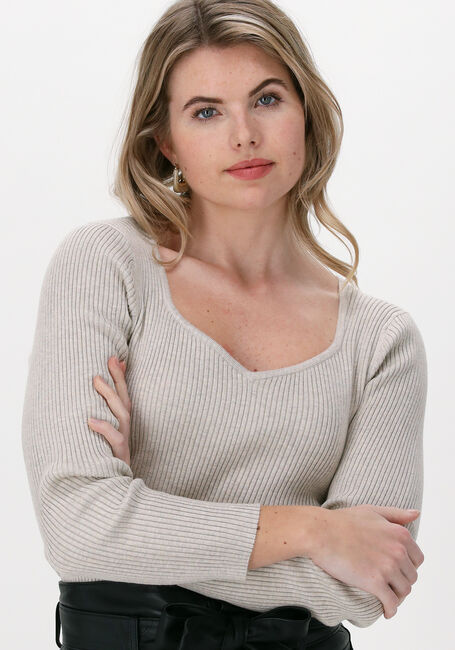 Sand CO'COUTURE Top BADU OPEN NECK KNIT - large