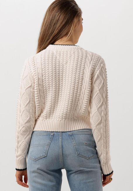 Weiße TOMMY JEANS Pullover TJW BUBBLE CABLE FLAG CREW - large