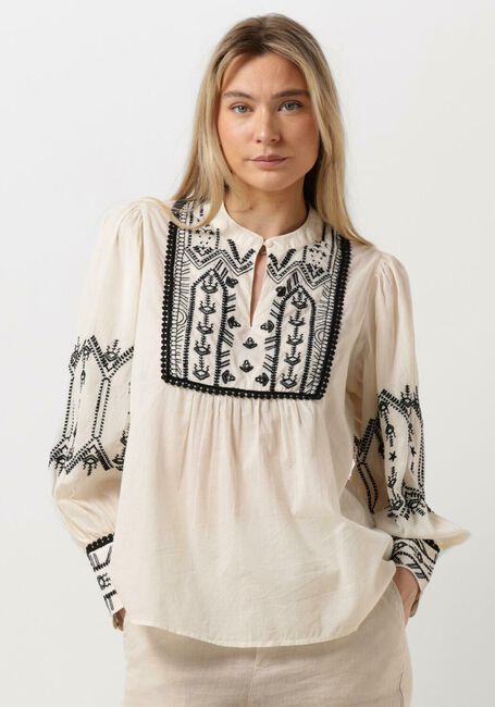 Nicht-gerade weiss SUMMUM Blusen TOP COTTON VOILE WITH CONTRAST COLER EMBROIDERY - large