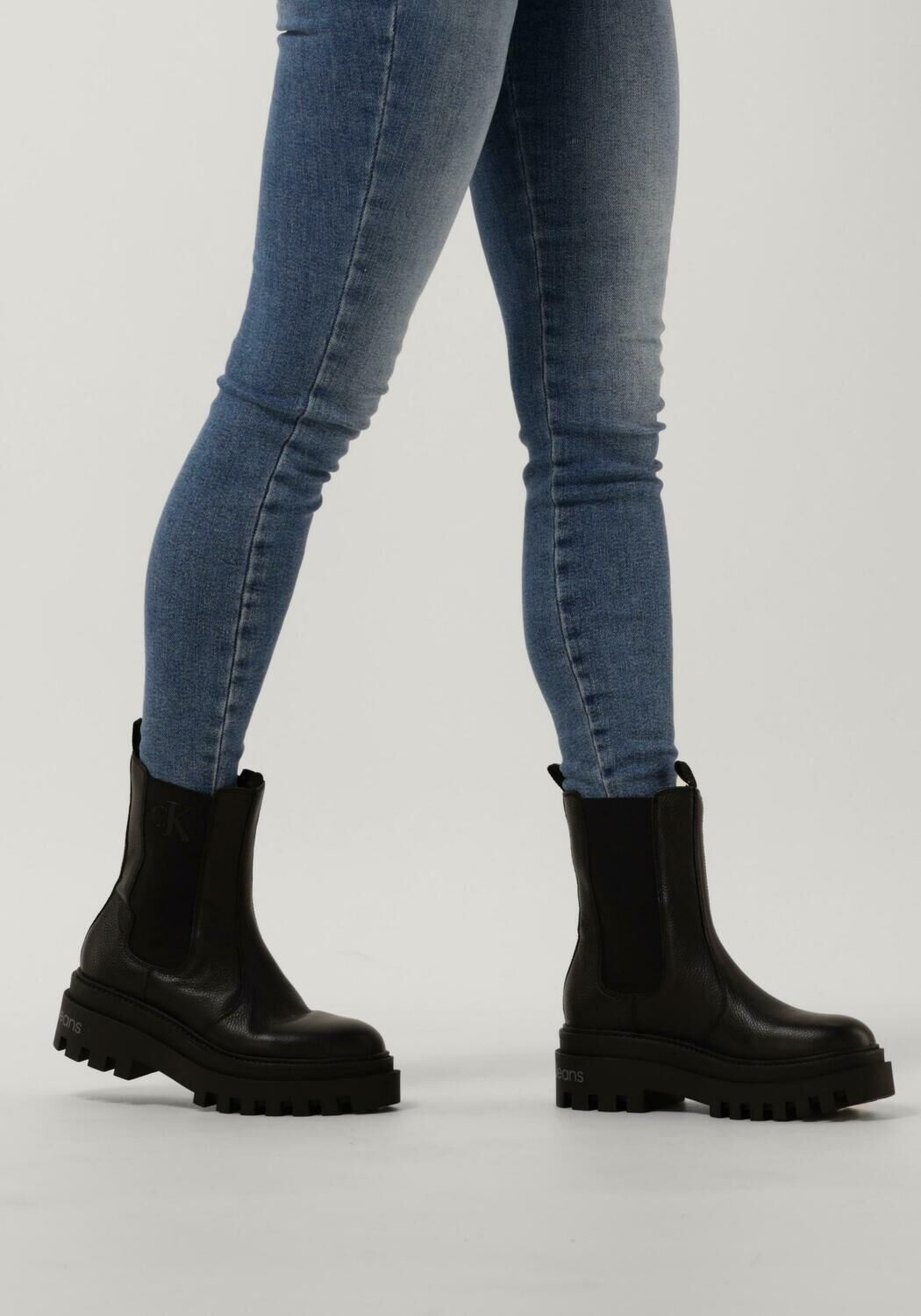 Schwarze CALVIN KLEIN Chelsea Boots FLATFORM HIGH - large