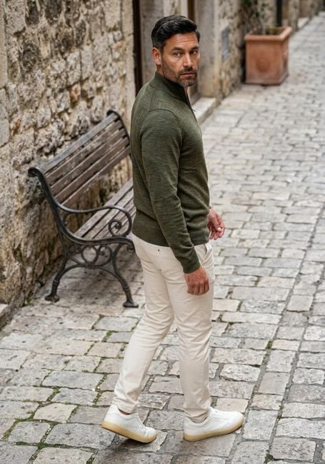Gr&uuml;ne PROFUOMO Pullover PULLOVER HALF ZIP MERINO - large