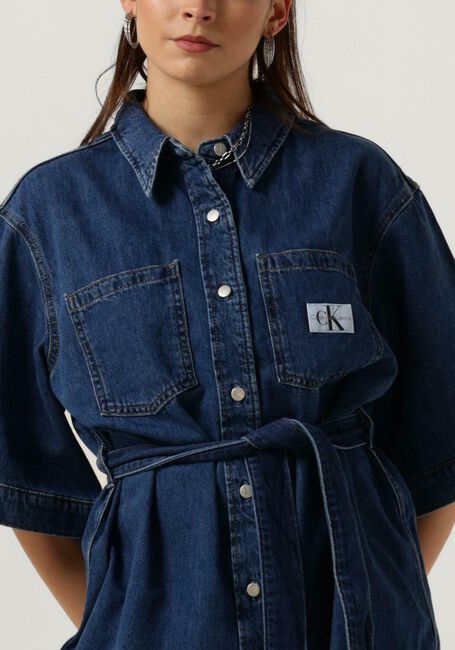 Blaue CALVIN KLEIN Minikleid BOXY BELTED SHIRT DRESS - large