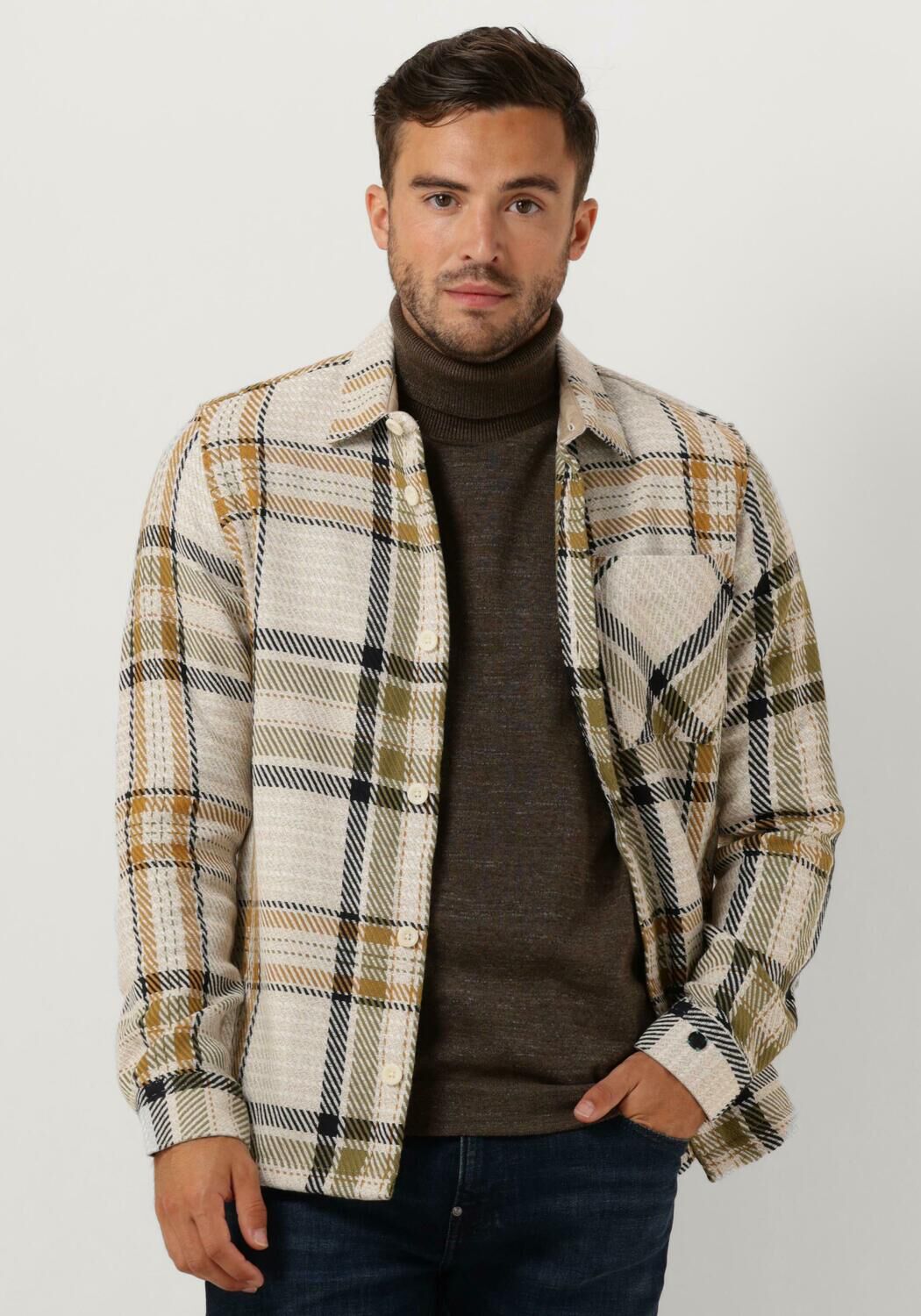 graue cast iron overshirt long sleeve shirt mouline check shirtjacket