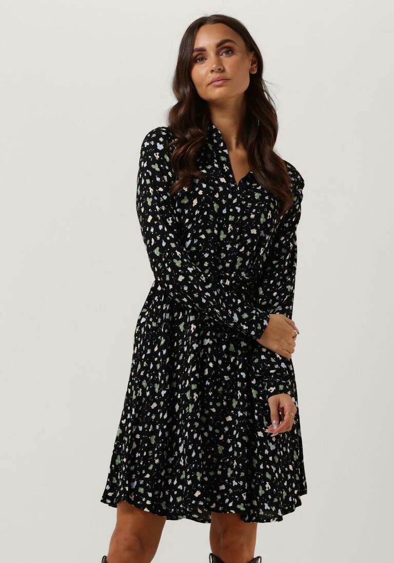schwarze selected femme minikleid fiola ls aop shirt dress