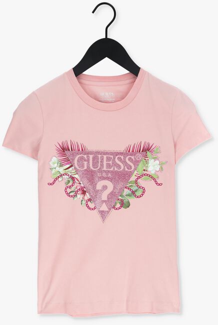 Hell-Pink GUESS T-shirt SS CN FLORIA TEE - large