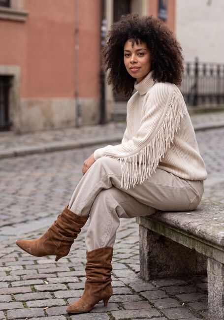 Creme DANTE6 Pullover SIEGA CUT-OUT FRINGE SWEATER - large