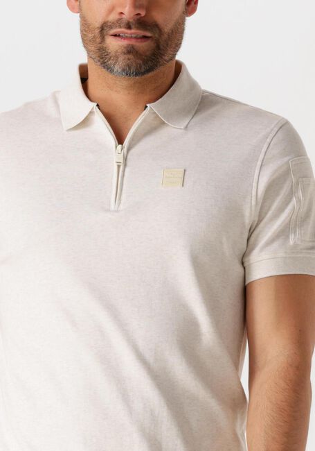 Beige PME LEGEND Polo-Shirt SHORT SLEEVE POLO INTERLOCK MELANGE ZIP - large