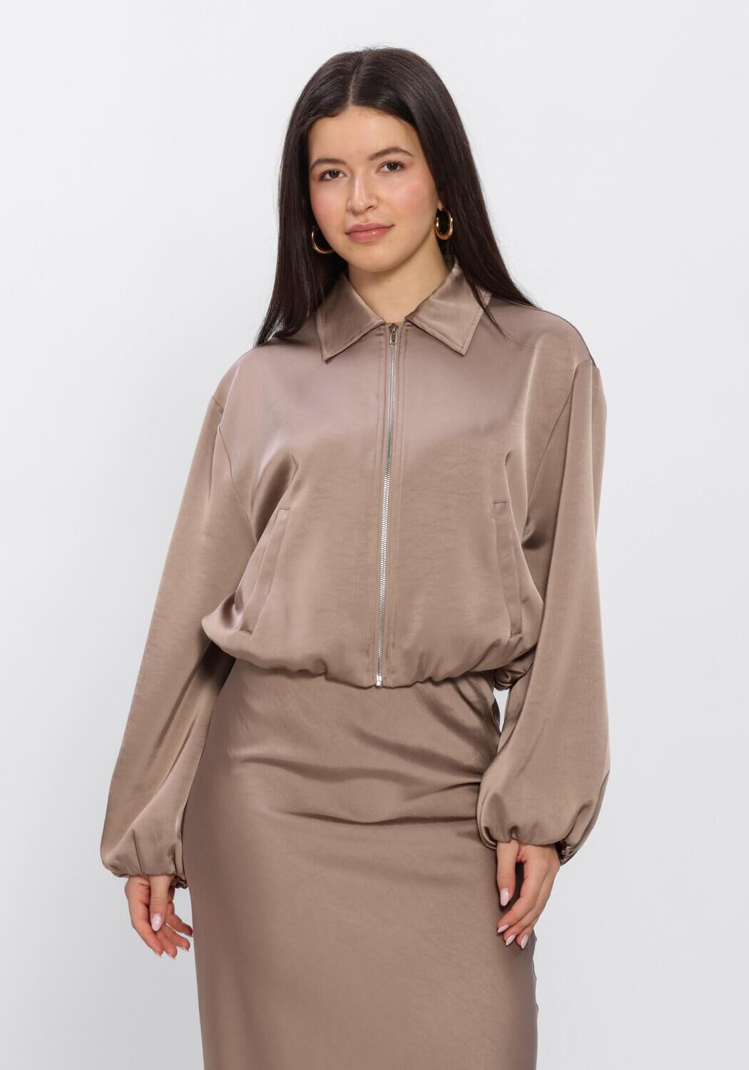 Taupe NEO NOIR Jacken DENIELLE HEAVY SATEEN JACKET - large