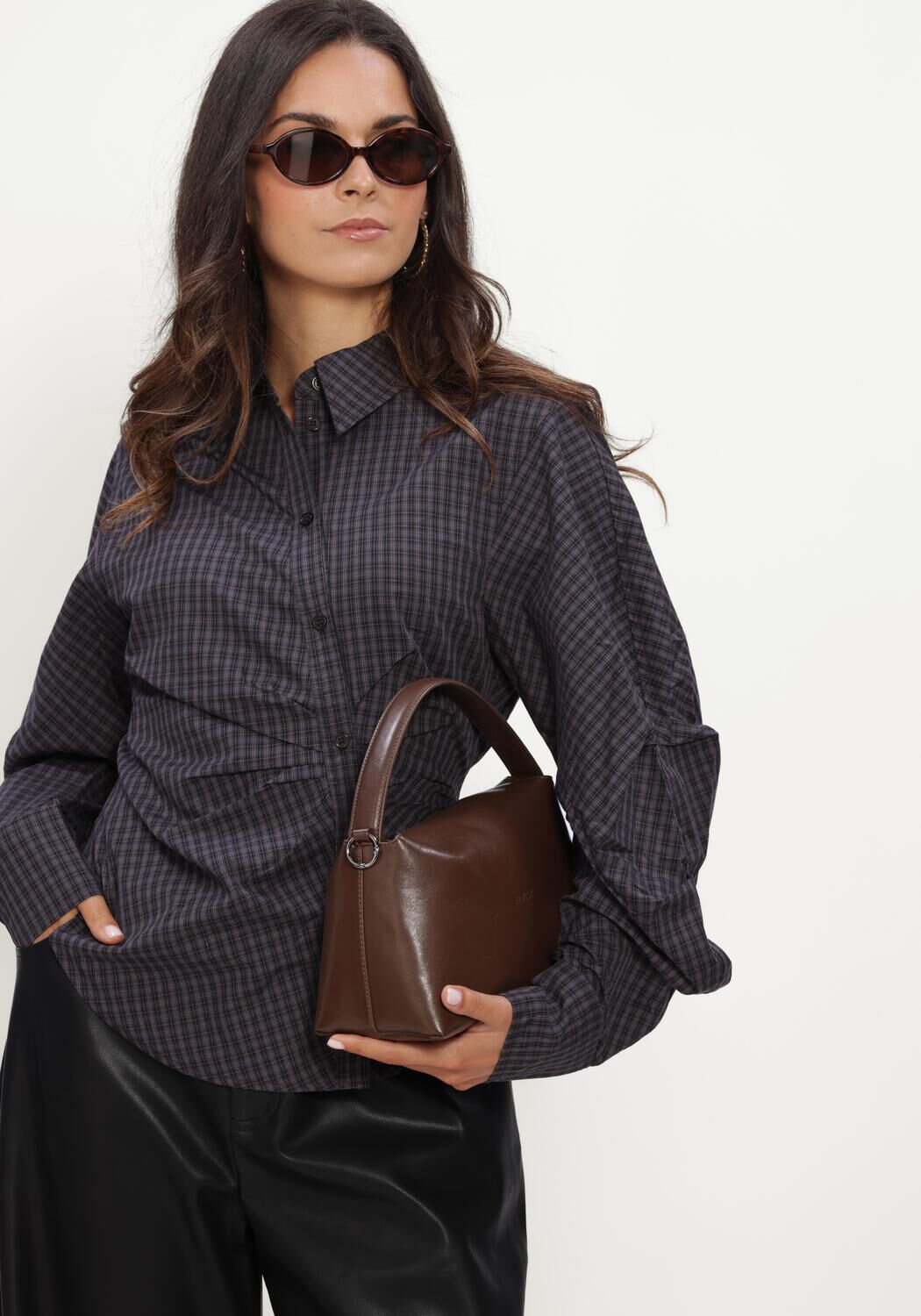 Dunkelgrau NOTRE-V Blusen NV-ISA MINI CHECK - large