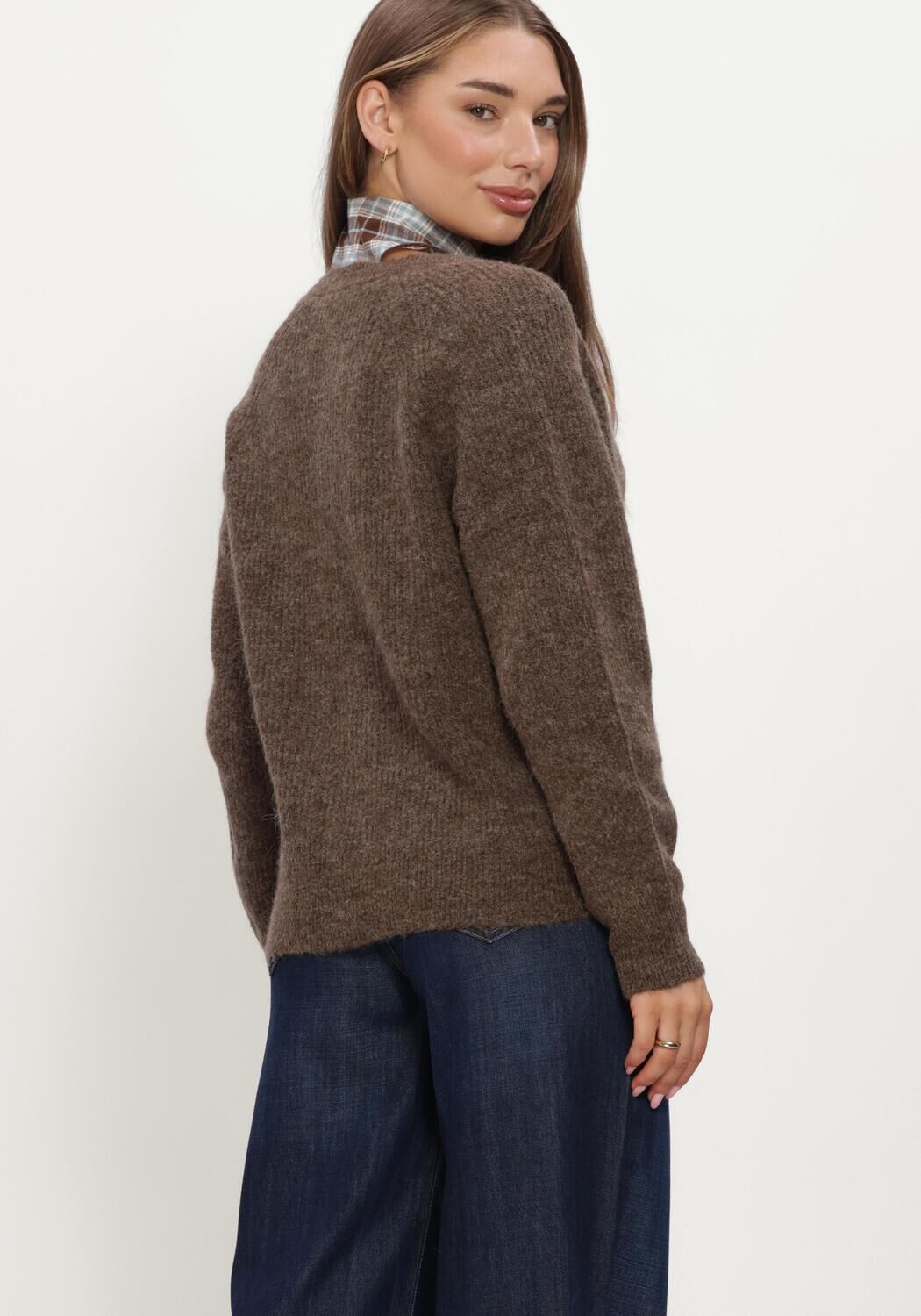 Braune SELECTED WOMEN Pullover SLFLULU LS KNIT SHORT CARDIGAN - large