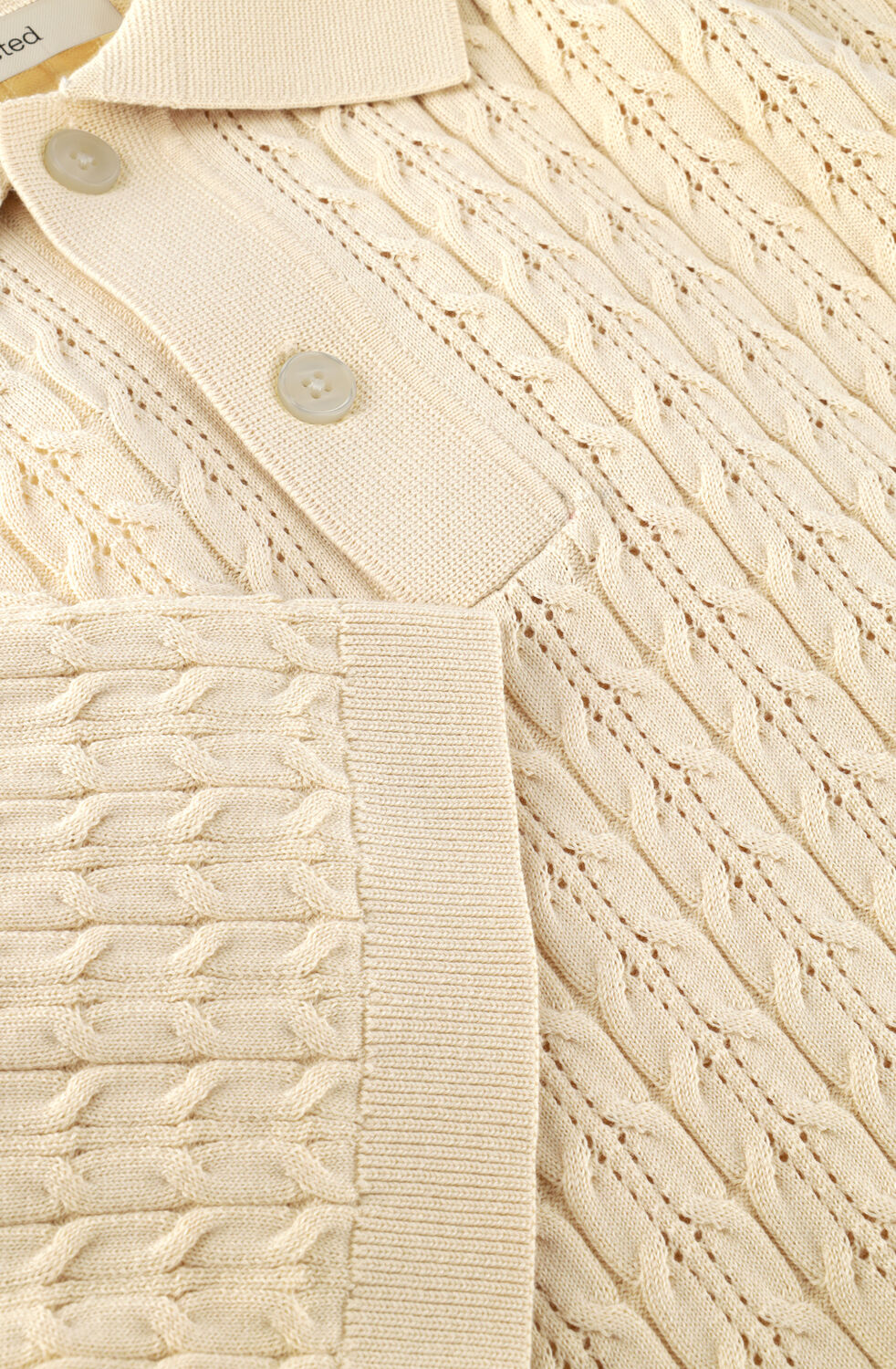 Ecru SELECTED MEN Polo-Shirt SLHMATTIS SS KNIT NEW CABLE  POLO - large