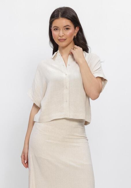 Beige SELECTED WOMEN Blusen SLFVIVA SS CROPPED SUN SHIRT - large