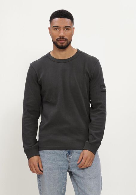 Schwarze CALVIN KLEIN T-shirt LS WAFFLE BADGE CREWNK TEE - large