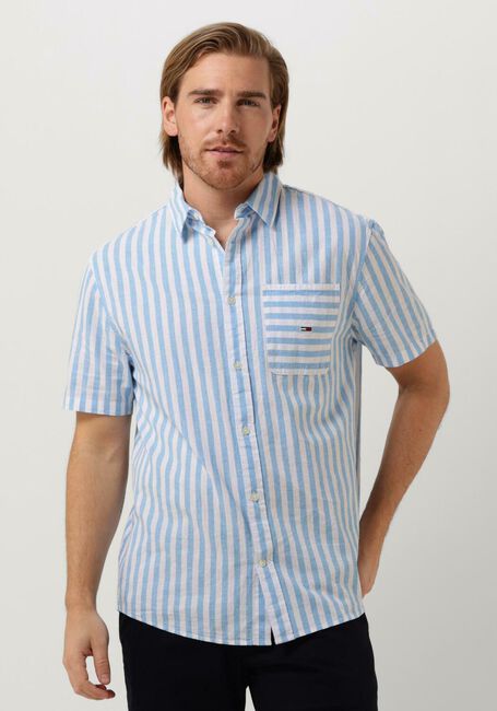 Hellblau TOMMY JEANS Casual-Oberhemd TJM RLX SS STRIPE LINEN SHIRT - large