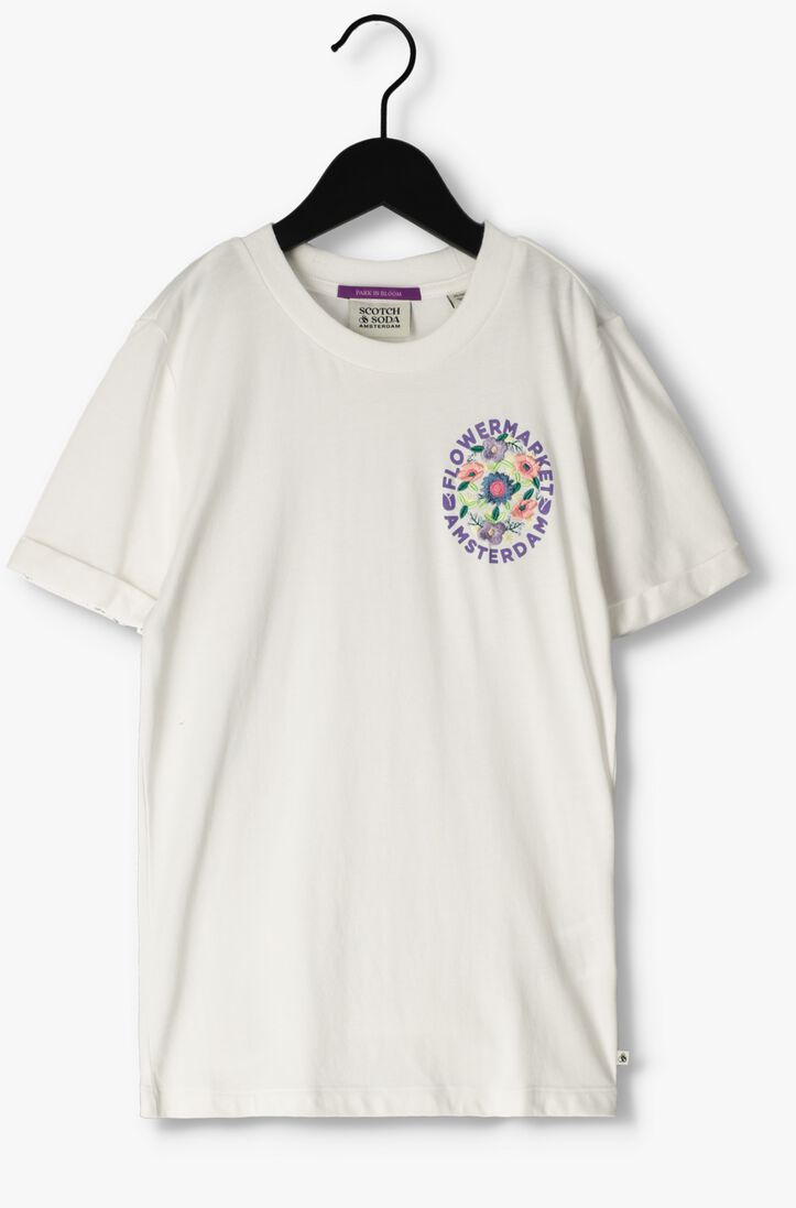 weiße scotch & soda t-shirt slim fit flower embroidery