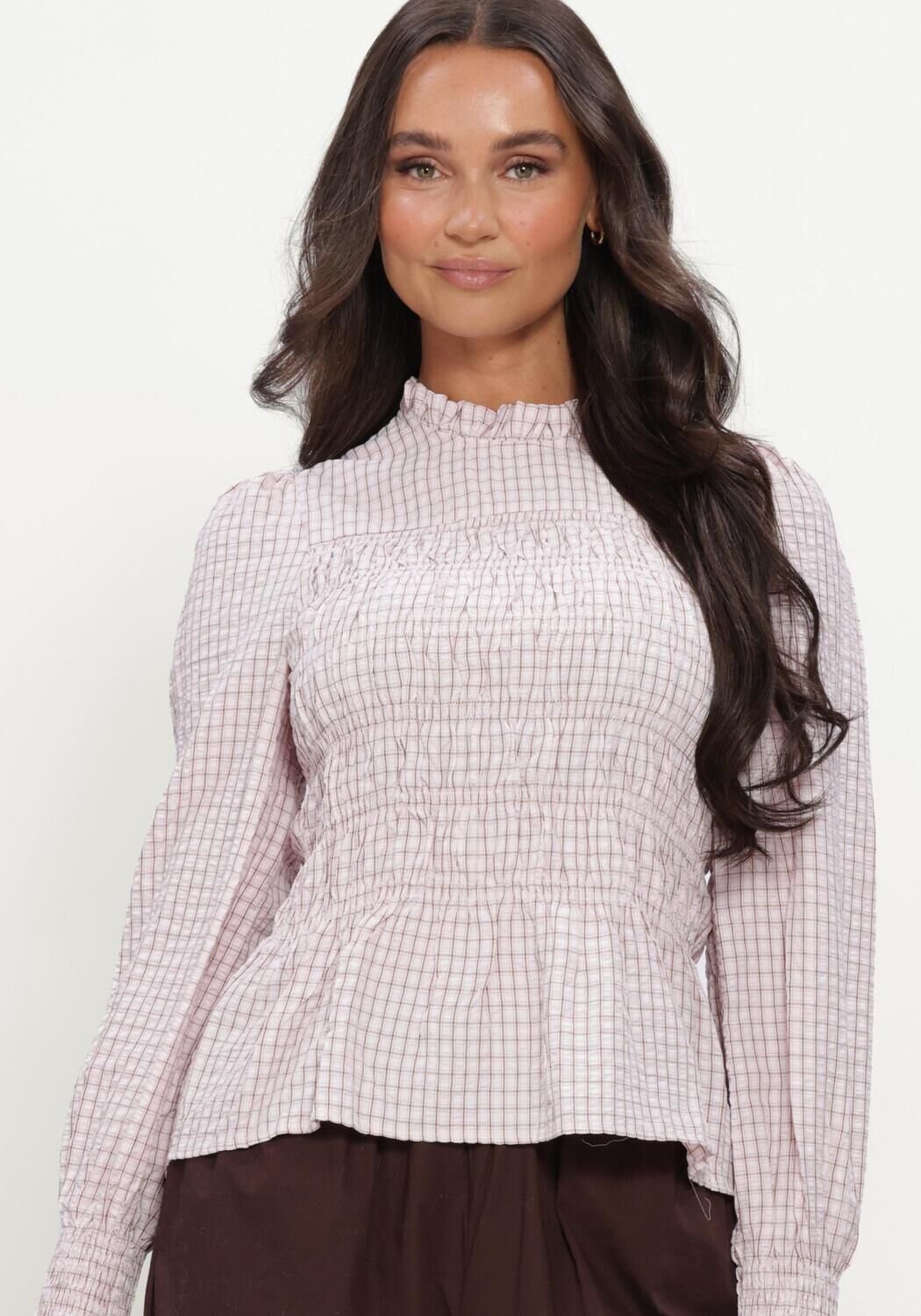 Hell-Pink NEO NOIR Blusen POSSA MINI CHECK BLOUSE - large