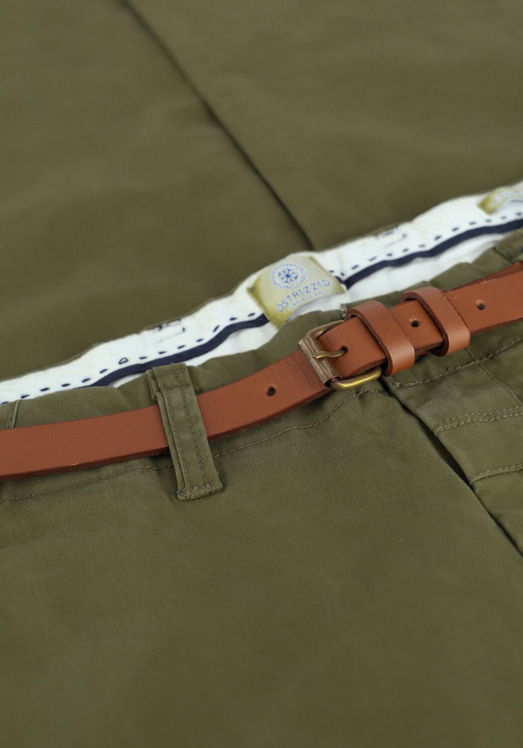 Olive DSTREZZED Chino PRESLEY CHINO PANTS WITH BELT STRETCH TWILL - large