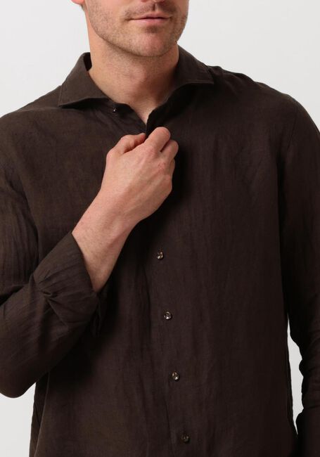 Braune PROFUOMO Casual-Oberhemd SHIRT X-CUTAWAY SC LINNEN - large