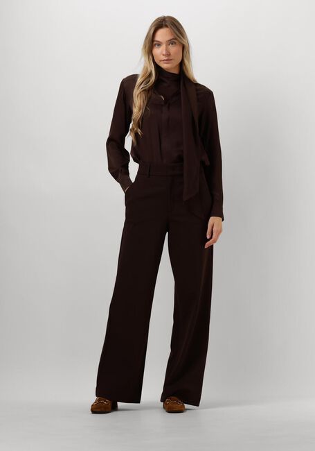 Braune VANILIA Blusen BOW SATIN BLOUSE - large