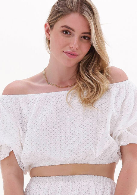 Weiße NA-KD Top OFF SHOULDER ANGLAIS TOPC - large