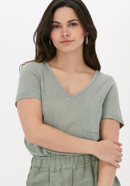 Grüne OBJECT T-shirt OBJETESSI SLUB S/S V-NECK NOOS - large
