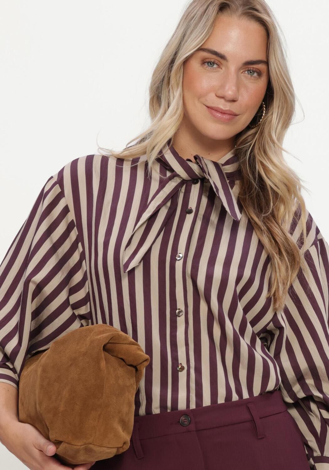 Bordeaux SUMMUM Blusen BLOUSE TWO TONE STRIPE - large