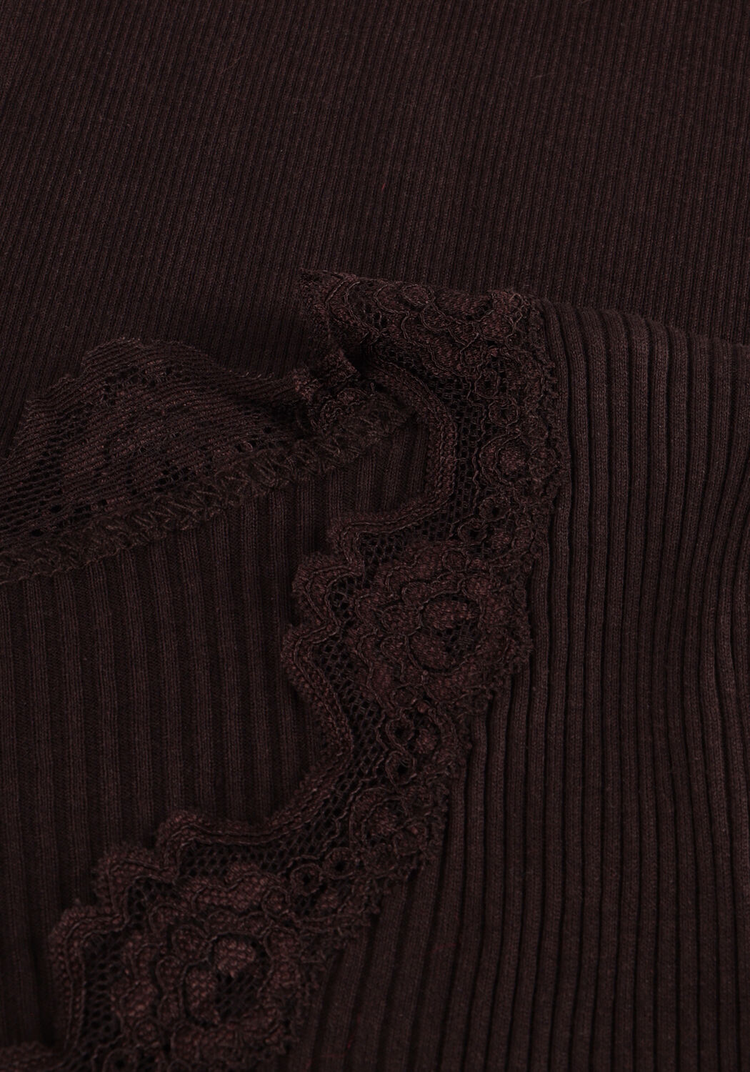 Braune ROSEMUNDE Top BABETTE SILK T-SHIRT LACE - large