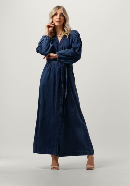Blaue SUMMUM Maxikleid DRESS COTTON INDIGO SATEEN - large