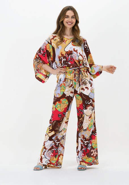 Mehrfarbige/Bunte SUMMUM Weite Hose TROUSER FESTIVAL PRINT ON VISCOSE SATIN - large