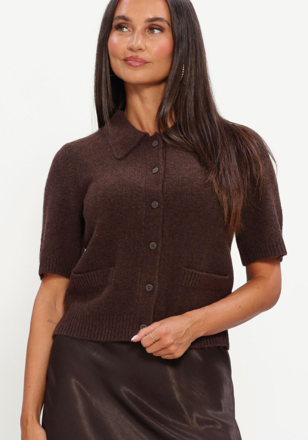 Braune Y.A.S. Pullover YASFRILO SS KNIT CARDIGAN - large
