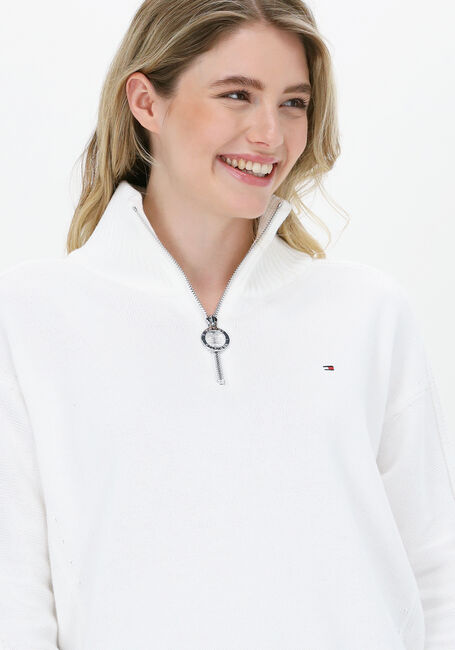 Nicht-gerade weiss TOMMY HILFIGER Pullover ZIP-UP HIGH-NK SWEATER - large
