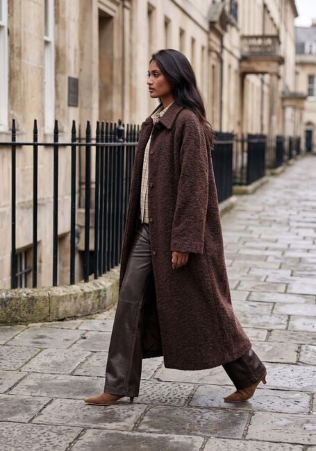 Braune OBJECT M&auml;ntel OBJCELINA MIDI COAT - large