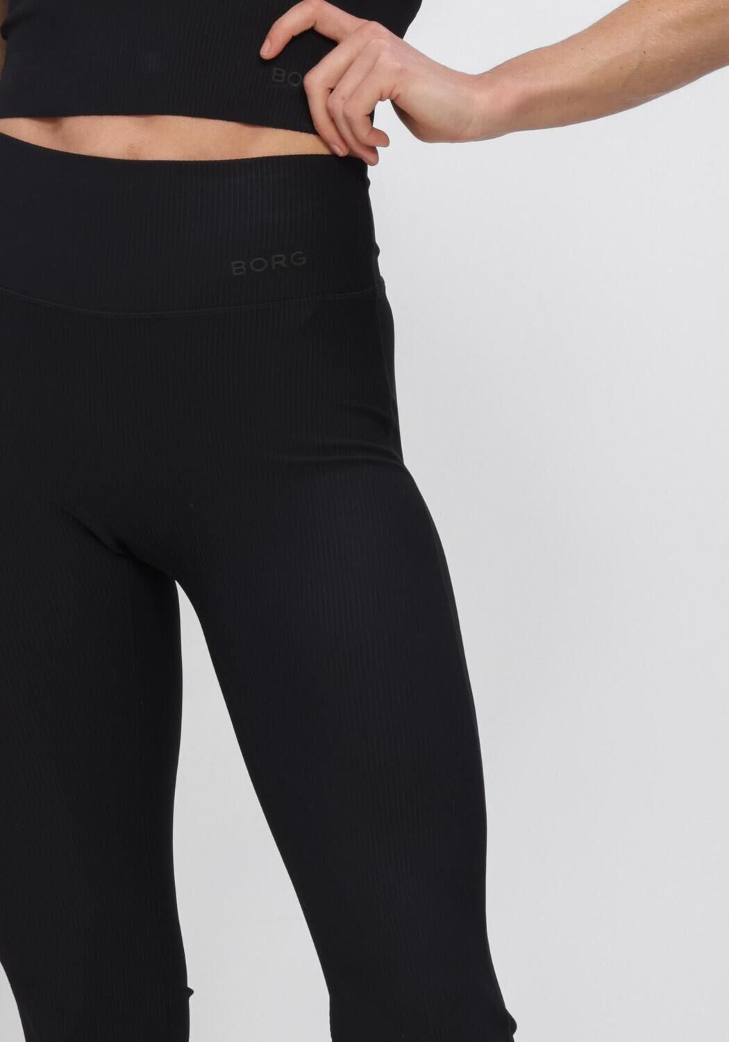 Schwarze BJORN BORG Hosen STUDIO RIBBED FLARE TIGHTS - large