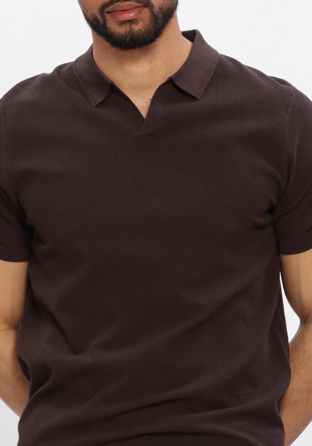 Braune PROFUOMO Polo-Shirt POLO OPEN COLLAR LUXURY BASIC - large