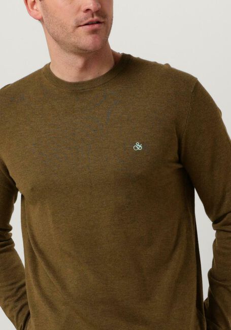 Khaki SCOTCH & SODA Pullover ESSENTIALS - ECOVERO VISCOSE-BLEND CREWNECK PULLOVER - large